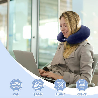 Travel Pillow Neck Pillow Memory Foam Travel Pillows Head Support Pillow for Airplane Train Car Office Travel Essential Flight Pillows for a Long Time Navy Blu Navy Blue One Size - Image 6