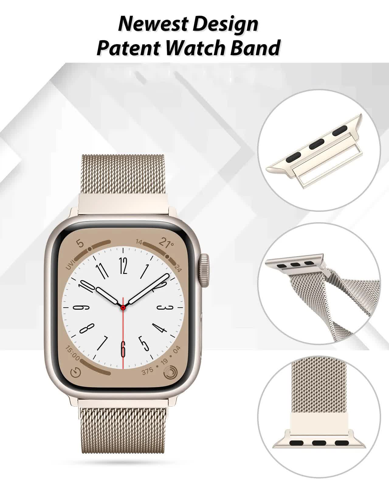 Compatible with Apple Watch Band Milanese Loop Series 9 8 7 6 SE 5 3 Ultra 2 Sizes 38mm 40mm 41mm 42mm 44mm 45mm 49mm Black - Image 3
