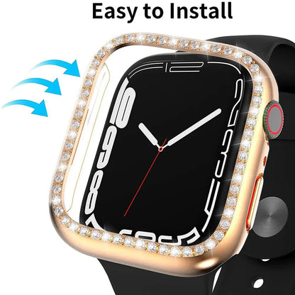 Diamond Glass Bling Bumper Case with Screen Protector Compatible with Apple Watch Series 9 8 7 6 SE 3 45mm 44mm 42mm 41mm 40mm 38mm Red - Image 5