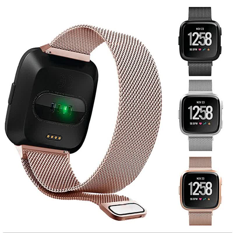 Compatible with Fitbit Versa 2 3 4 Lite Sense Band Wristband Milanese Sense 2 Replacement Magnetic Bracelet Bracelet Fit Bit Watch Strap Rose Pink For Versa 2 - Image 2