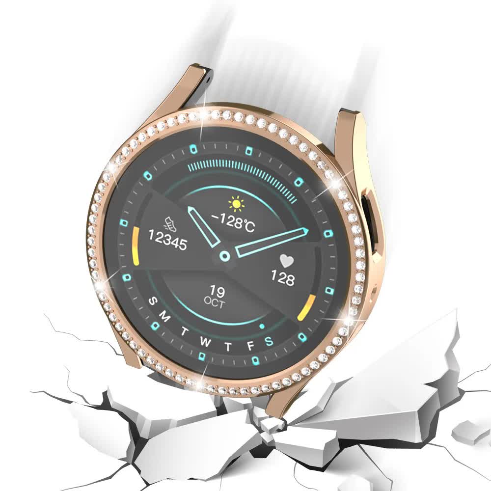 Diamond-Coated Rose Gold Case with PC Single Row Protection Compatible withSamsung Galaxy Watch 6 5 4 40mm - Image 4