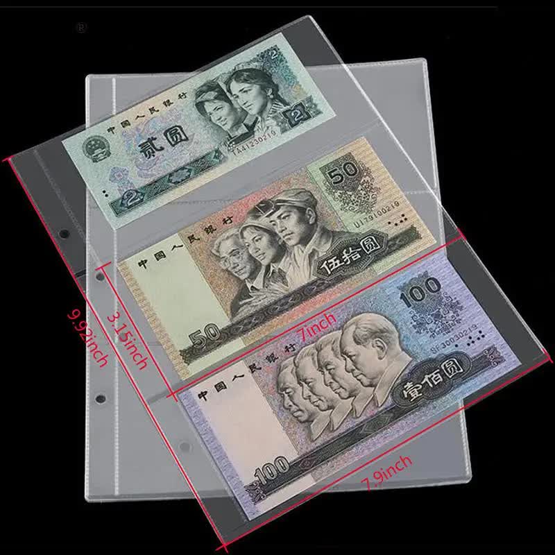 10 pcs/1 pc 3-compartment loose leaf banknote album page collector holder 1pc 3-slot 80x177mm - Image 4