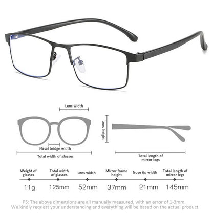 Anti-blue Light Myopia Glasses Ready-made Business Men Women Metal Square Glasses Diopter 0 -0.5 -1.0 -1.5 To -6.0 3 - Image 3
