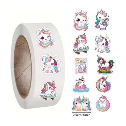 500pcs Cartoon Animal Roll Stickers Bee Horse Dog Chicken Frog Unicorn Notebook Stickers Waterproof Self-adhesive Paper with Hefe Frog - Image 6