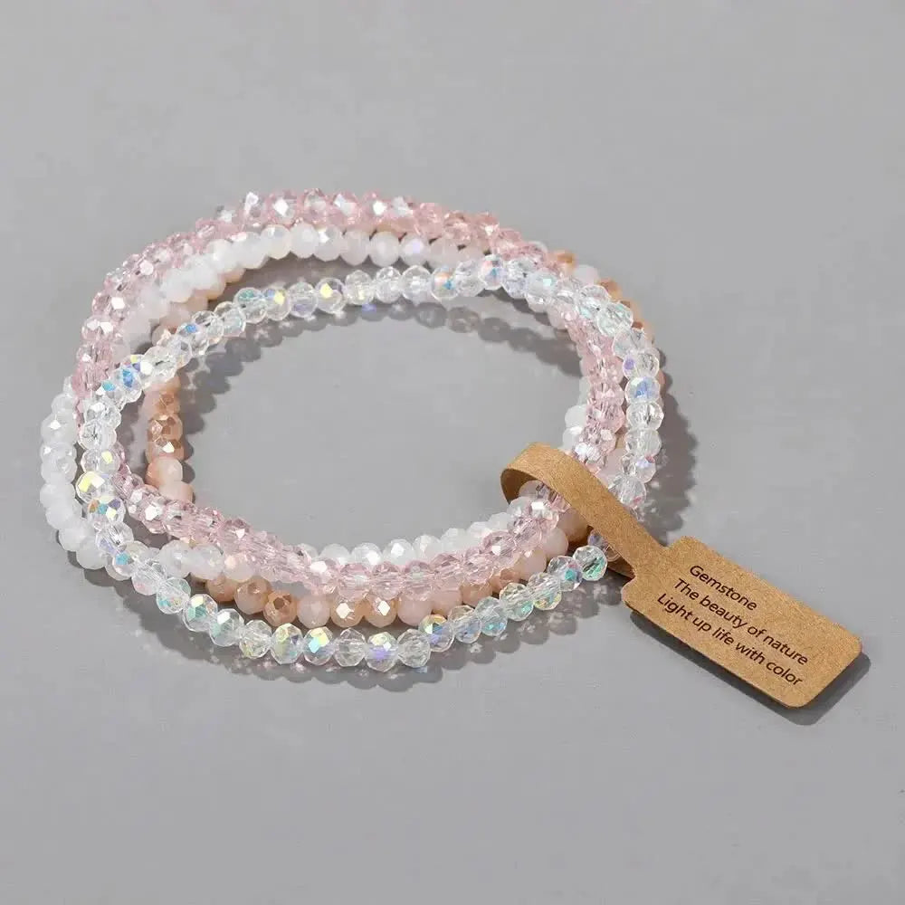 4 Pieces Set Faceted Glass Beads Stretch Bracelet Impacted Glass Beads Multicolor Elastic Beads Handmade E Bracelet Jewelry ASL70055A - Image 2