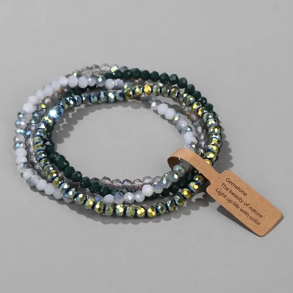 4 Pieces Set Faceted Glass Beads Stretch Bracelet Impacted Glass Beads Multicolor Elastic Beads Handmade E Bracelet Jewelry ASL70055A - Image 3