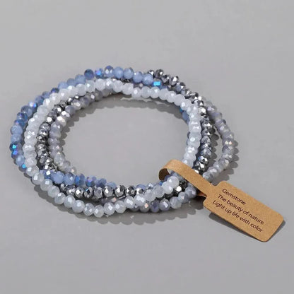 4 Pieces Set Faceted Glass Beads Stretch Bracelet Impacted Glass Beads Multicolor Elastic Beads Handmade E Bracelet Jewelry ASL70055A - Image 4