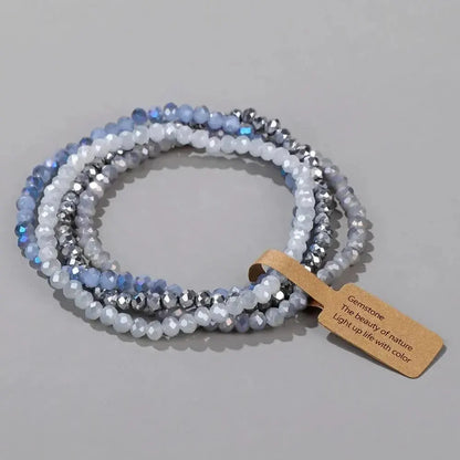 4 Pieces Set Faceted Glass Beads Stretch Bracelet Impacted Glass Beads Multicolor Elastic Beads Handmade E Bracelet Jewelry ASL70055A - Image 4