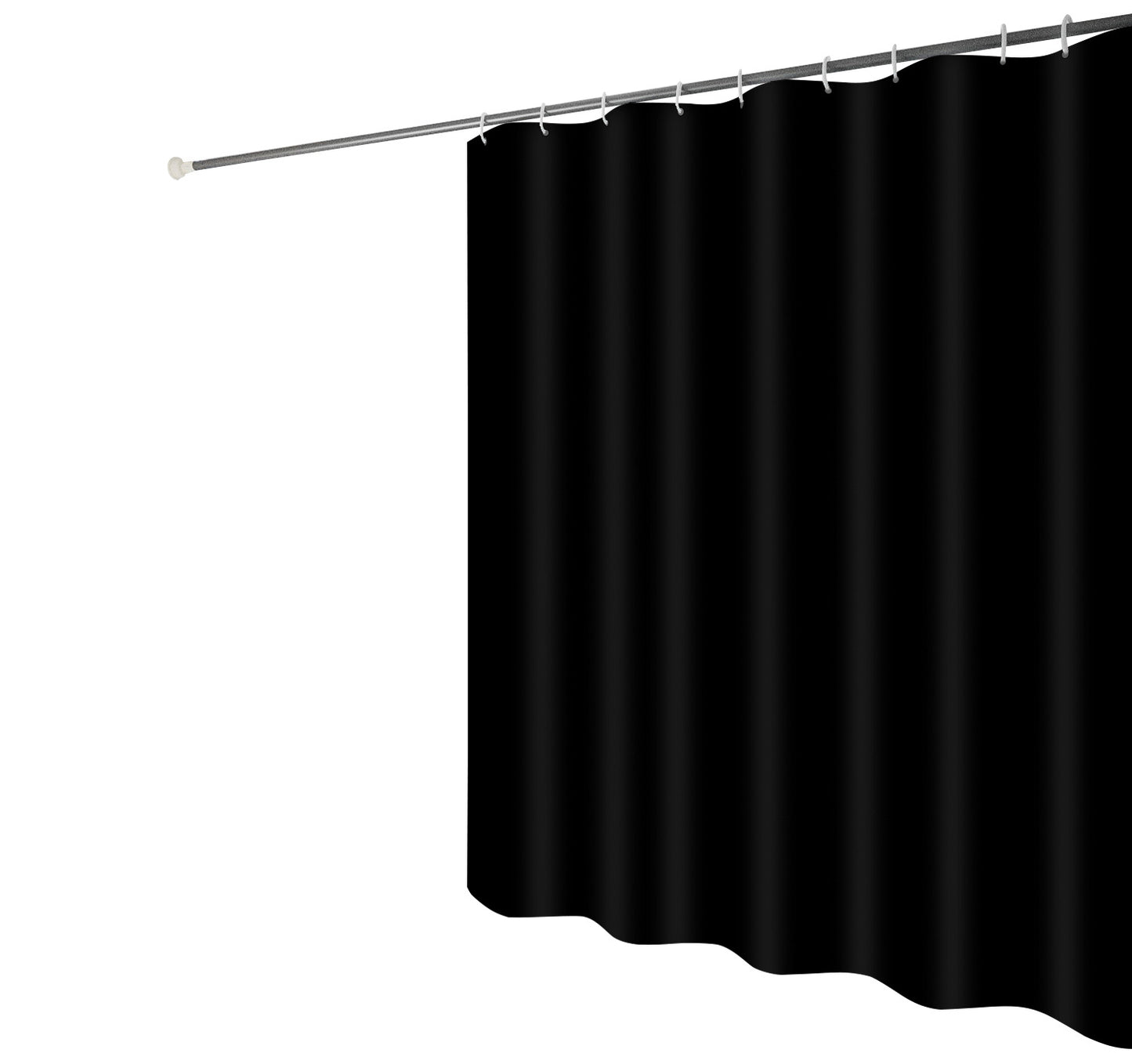 Black Waterproof Mildew Resistant Solid Color Shower Curtain - Image 2
