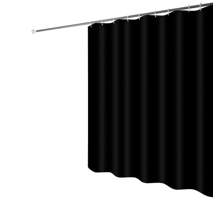 Black Waterproof Mildew Resistant Solid Color Shower Curtain - Image 2