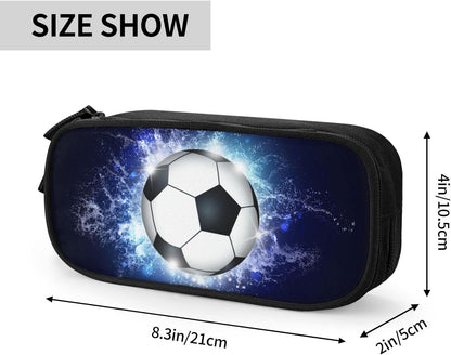 Blue sports pencil case with soccer motif, spacious and durable pencil case with zippers, soccer pencil case Soccer Blue Soccer Blue - Image 3