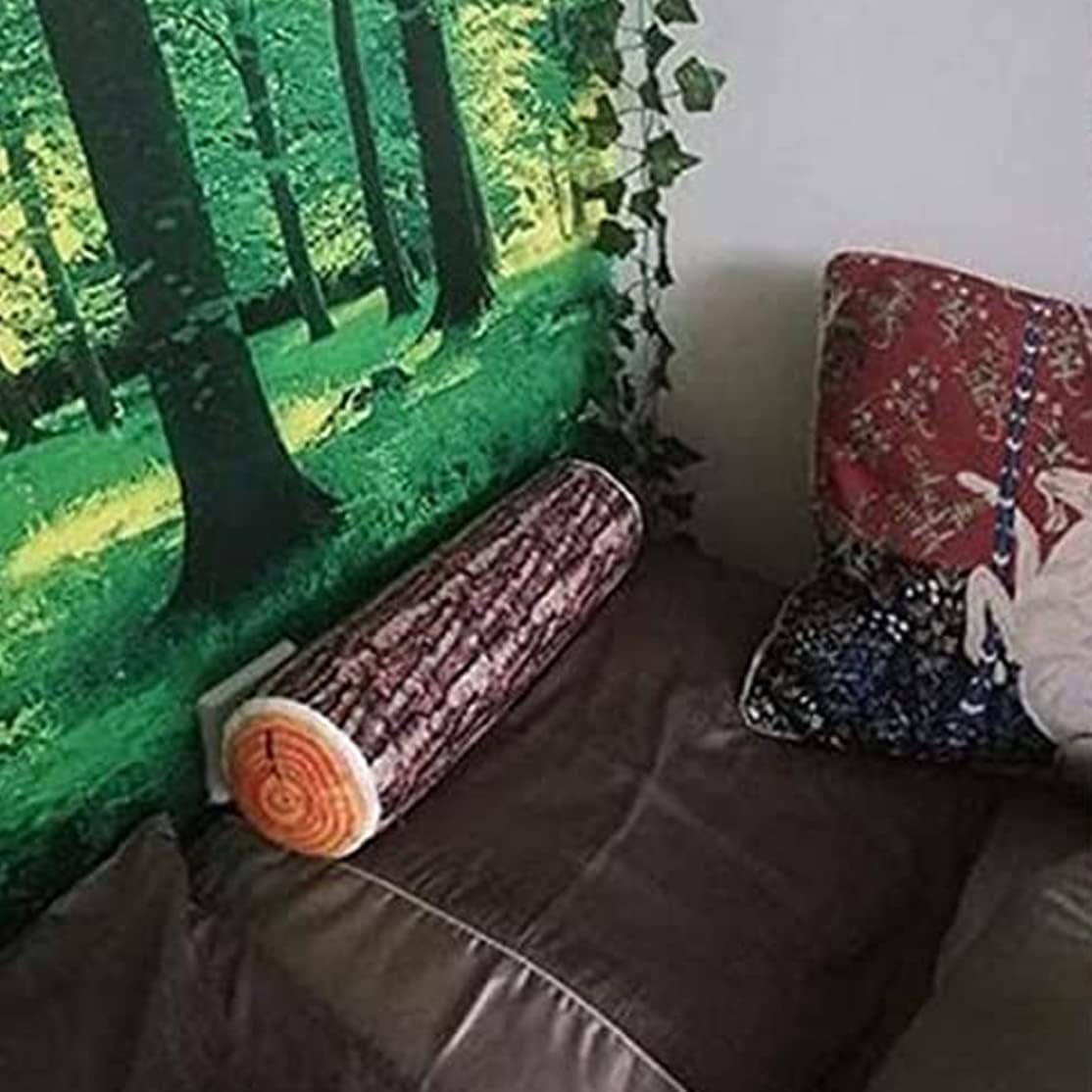 Log Cushion Round Stump Shaped Wood Grain Design Decorative Pillow Cover for Home Decor - Image 5
