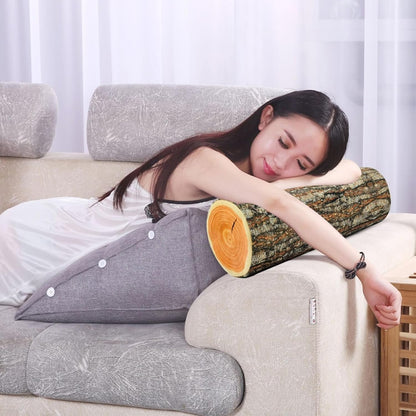 Log Cushion Round Stump Shaped Wood Grain Design Decorative Pillow Cover for Home Decor - Image 7