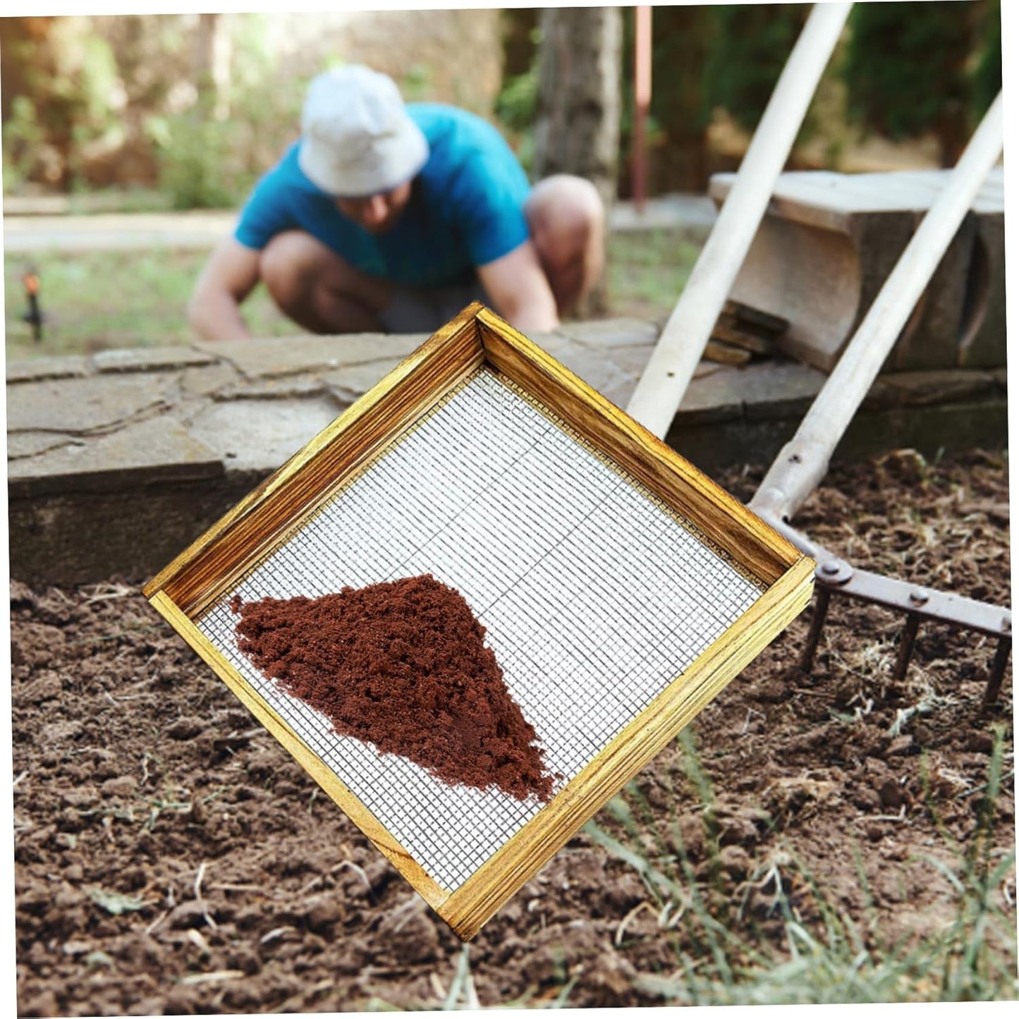 Garden sieve, soil sieve, mesh, ground stone, sand sieve, garden tool for sifting compost, dirt, soil, leaves, live - Image 5