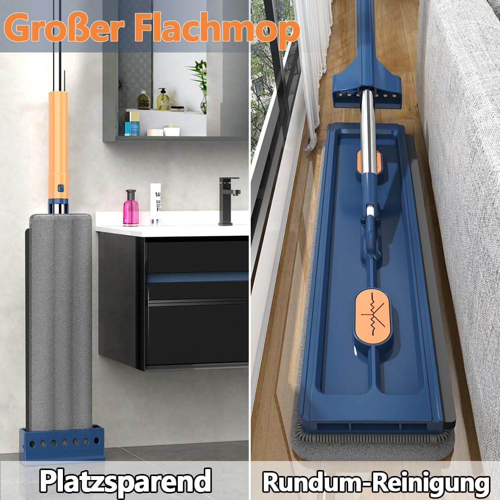 360 Degree Rotatable Mop for Hardwood Floors, Compatible with Microfiber Pads, Blue + 2 Pads - Image 3
