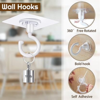9 pcs self-adhesive ceiling hooks white under cabinet hooks plastic heavy duty self-adhesive hooks tool hooks for ceiling hanging - Image 2