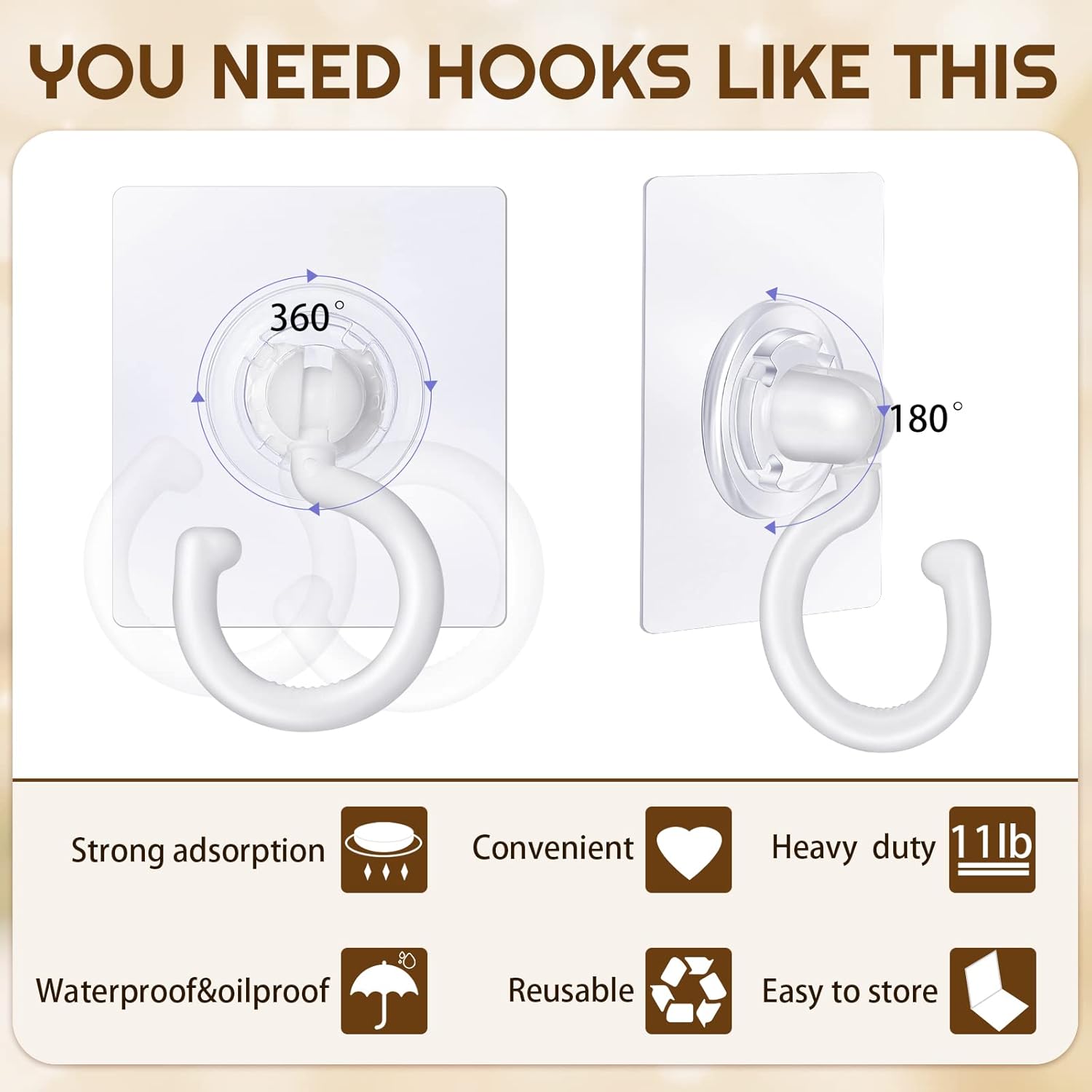 9 pcs self-adhesive ceiling hooks white under cabinet hooks plastic heavy duty self-adhesive hooks tool hooks for ceiling hanging - Image 3