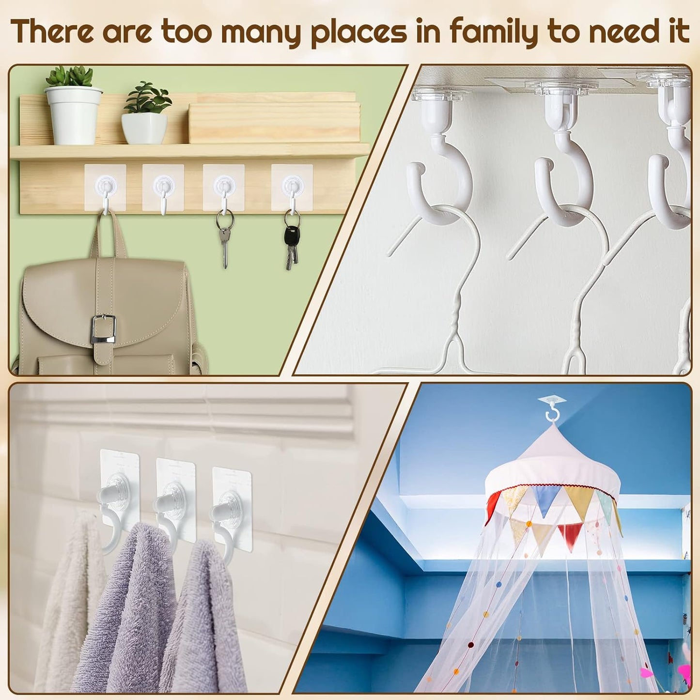 9 pcs self-adhesive ceiling hooks white under cabinet hooks plastic heavy duty self-adhesive hooks tool hooks for ceiling hanging - Image 5