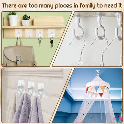 9 pcs self-adhesive ceiling hooks white under cabinet hooks plastic heavy duty self-adhesive hooks tool hooks for ceiling hanging - Image 5
