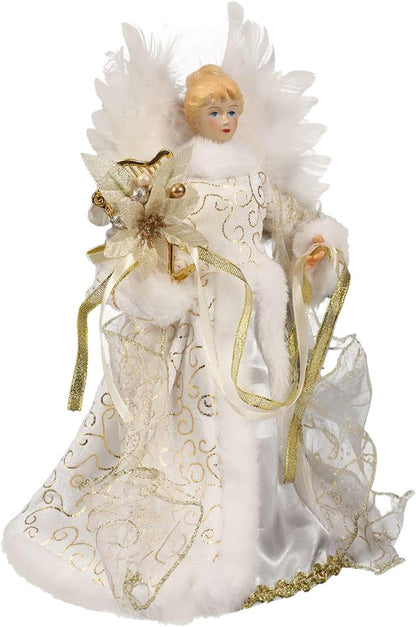 Christmas Tree Angel Tops with White Feather Wings Decorative Ornaments for Holiday Decor - Image 7