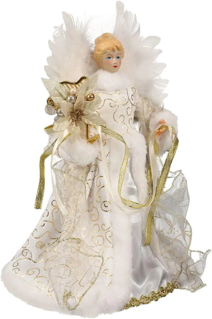 Christmas Tree Angel Tops with White Feather Wings Decorative Ornaments for Holiday Decor - Image 7