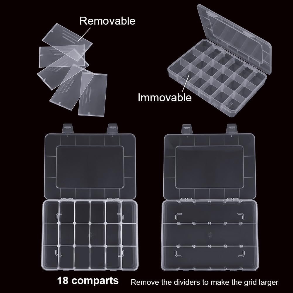18-Compartment Snack Box, 2 Pieces Snack Plates with Lids for Candy, Nuts, Snacks, Adjustable Plastic Storage Box for Jewelry, Transparent Sorting Boxes 18 compartments-2 pieces - Image 3