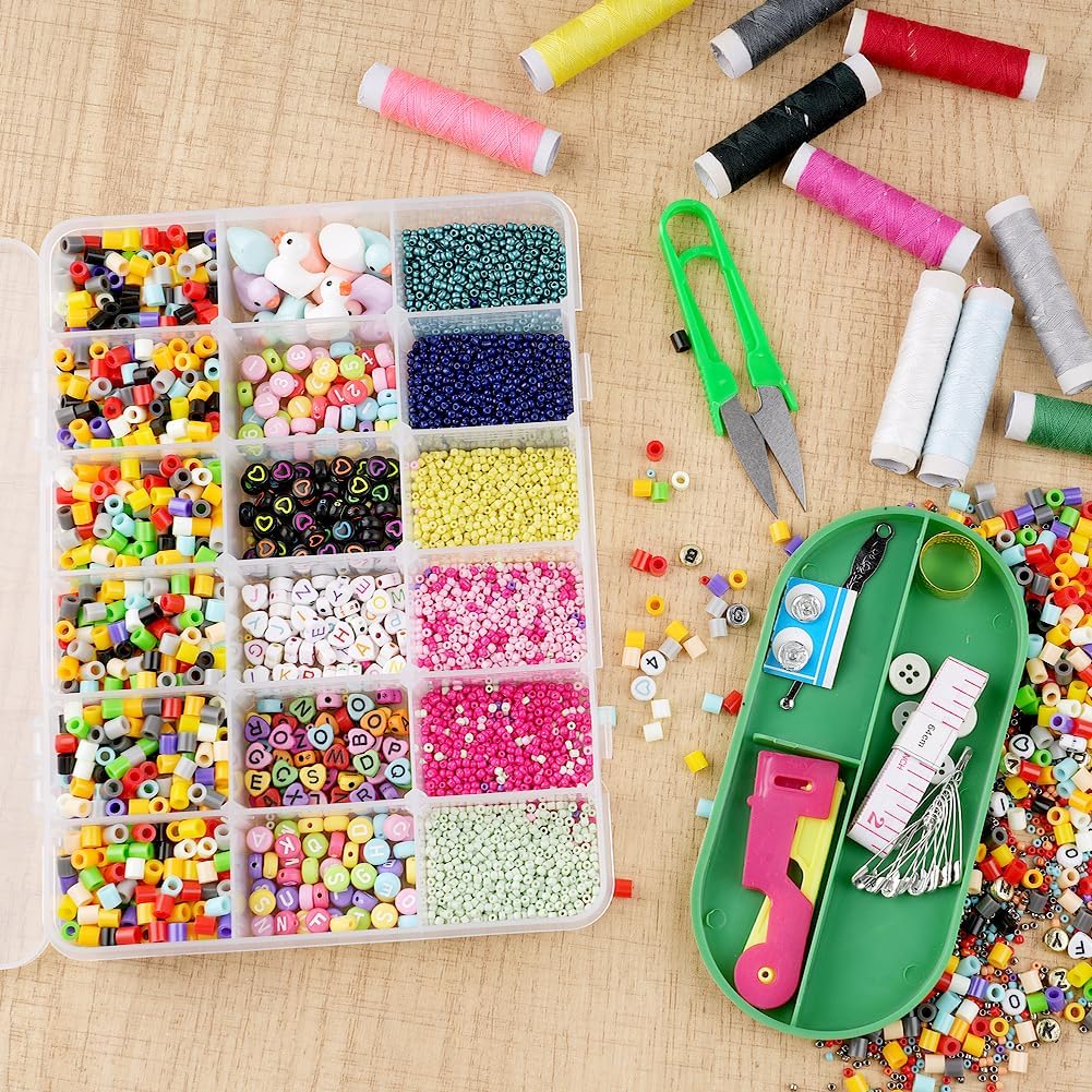18-Compartment Snack Box, 2 Pieces Snack Plates with Lids for Candy, Nuts, Snacks, Adjustable Plastic Storage Box for Jewelry, Transparent Sorting Boxes 18 compartments-2 pieces - Image 6