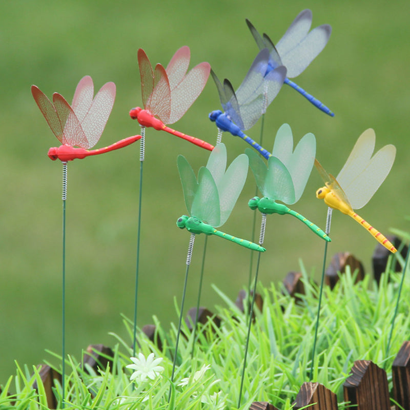Dragonfly Insert Sticks 10pcs Multicolor Simulation Decoration with Dragonflies - Image 3
