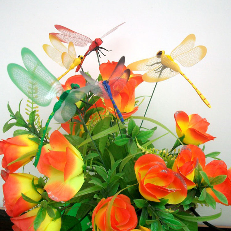 Dragonfly Insert Sticks 10pcs Multicolor Simulation Decoration with Dragonflies - Image 5