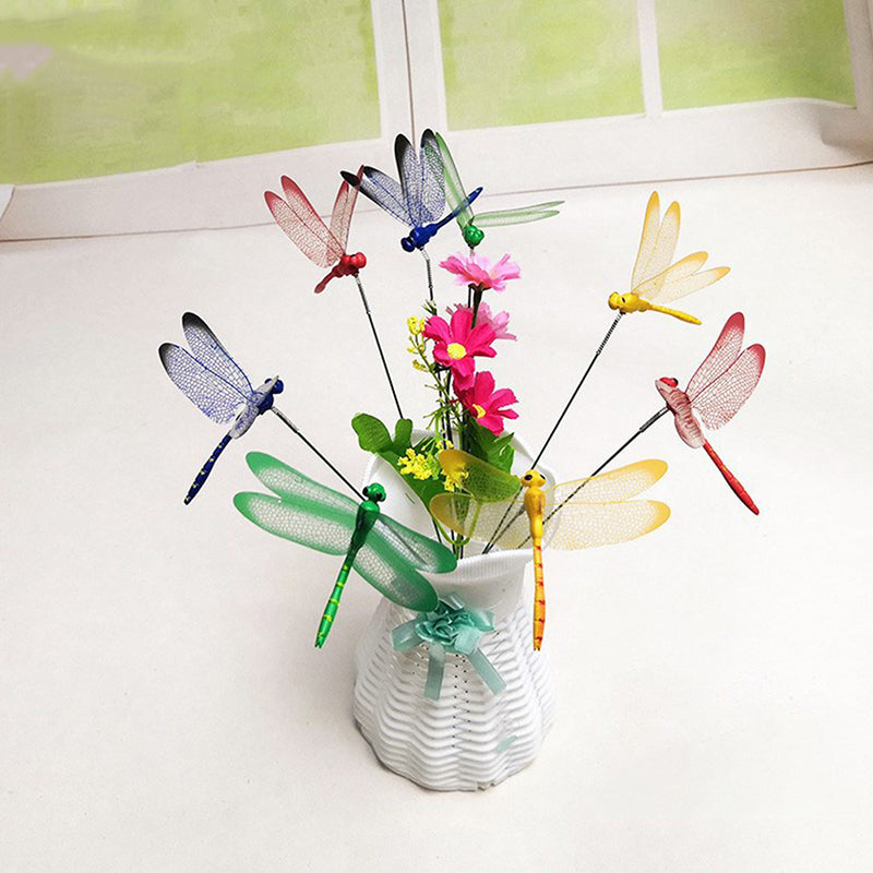 Dragonfly Insert Sticks 10pcs Multicolor Simulation Decoration with Dragonflies - Image 7