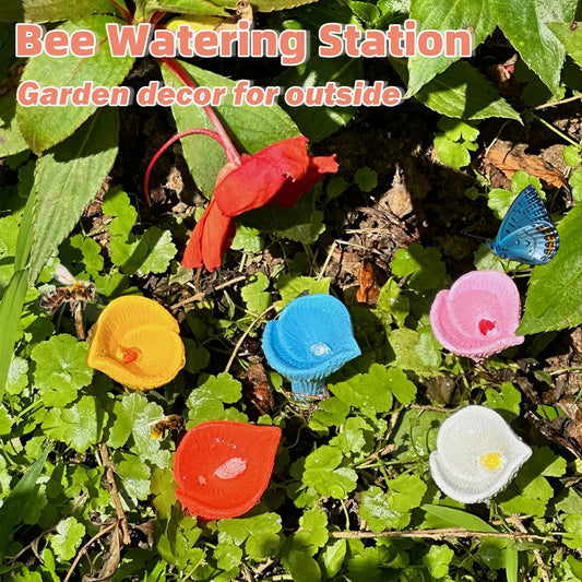Bee Drinking Station 5-Pack Blue Outdoor Garden Cup Compatible with Bees and Butterflies Waterer - Image 2