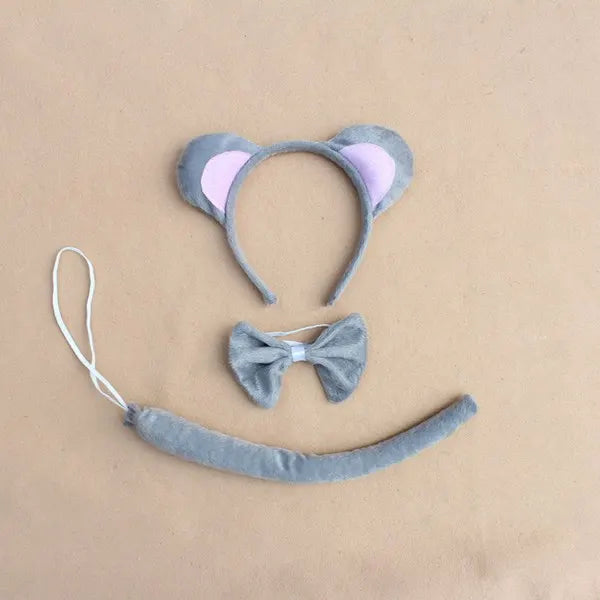 Compatible with Oral-B 3 pcs Animal Costume Set Cute Mouse Ears Headband Bows Long Tail for Children Adult - Image 2
