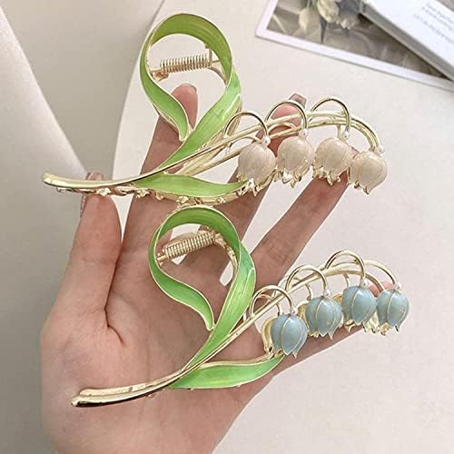 Pink Lily of the Valley Flower Hair Clips, Large Metal Clip, Orchid Clips, Lily of the Valley Jaw Clip Styling Accessories for T - Image 2