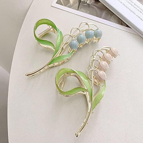 Pink Lily of the Valley Flower Hair Clips, Large Metal Clip, Orchid Clips, Lily of the Valley Jaw Clip Styling Accessories for T - Image 3