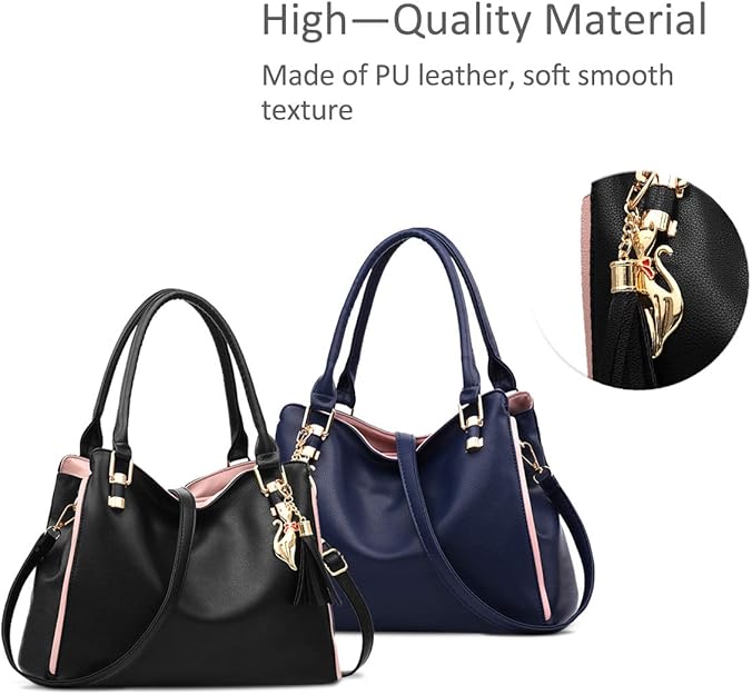 Large Tote Bag Hobo Shoulder Bag for Women MGF Black Fashion Handbag - Image 3