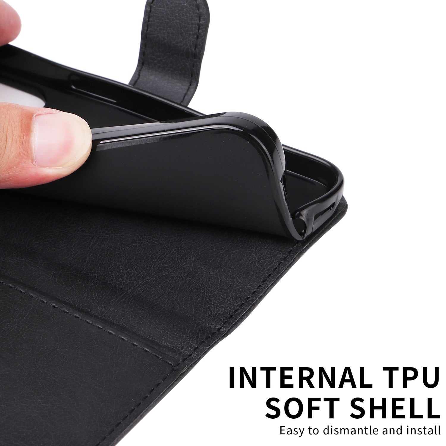 Xiaomi Redmi A5 4G Leather Wallet Case with Card Slots, PU Leather Cover, MGF Black Color, Compatible with Xiaomi - Image 4