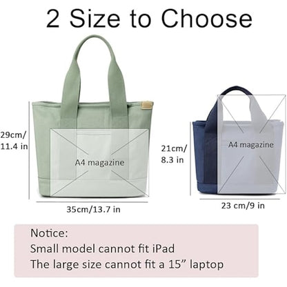 Handmade Canvas Shoulder Bag for Women Black Medium with Compartments Zipper College School Work Travel - Image 2