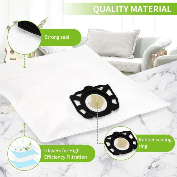 10 vacuum cleaner bags for Kärcher vacuum cleaners, compatible with wd4 wd5 wd6 mv4 mv5 mv6 - Image 3