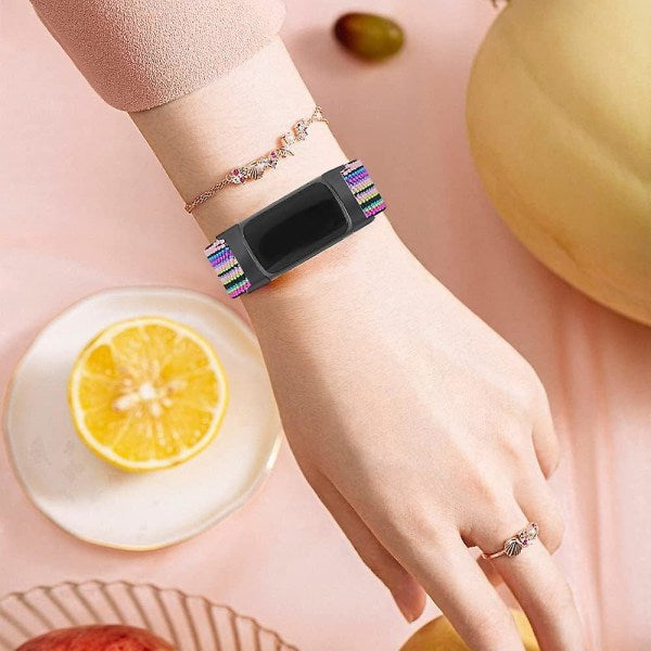 3-pack, elastic nylon wristband compatible with Fitbit Charge 5 - adjustable wristband in breathable fabric - Image 4