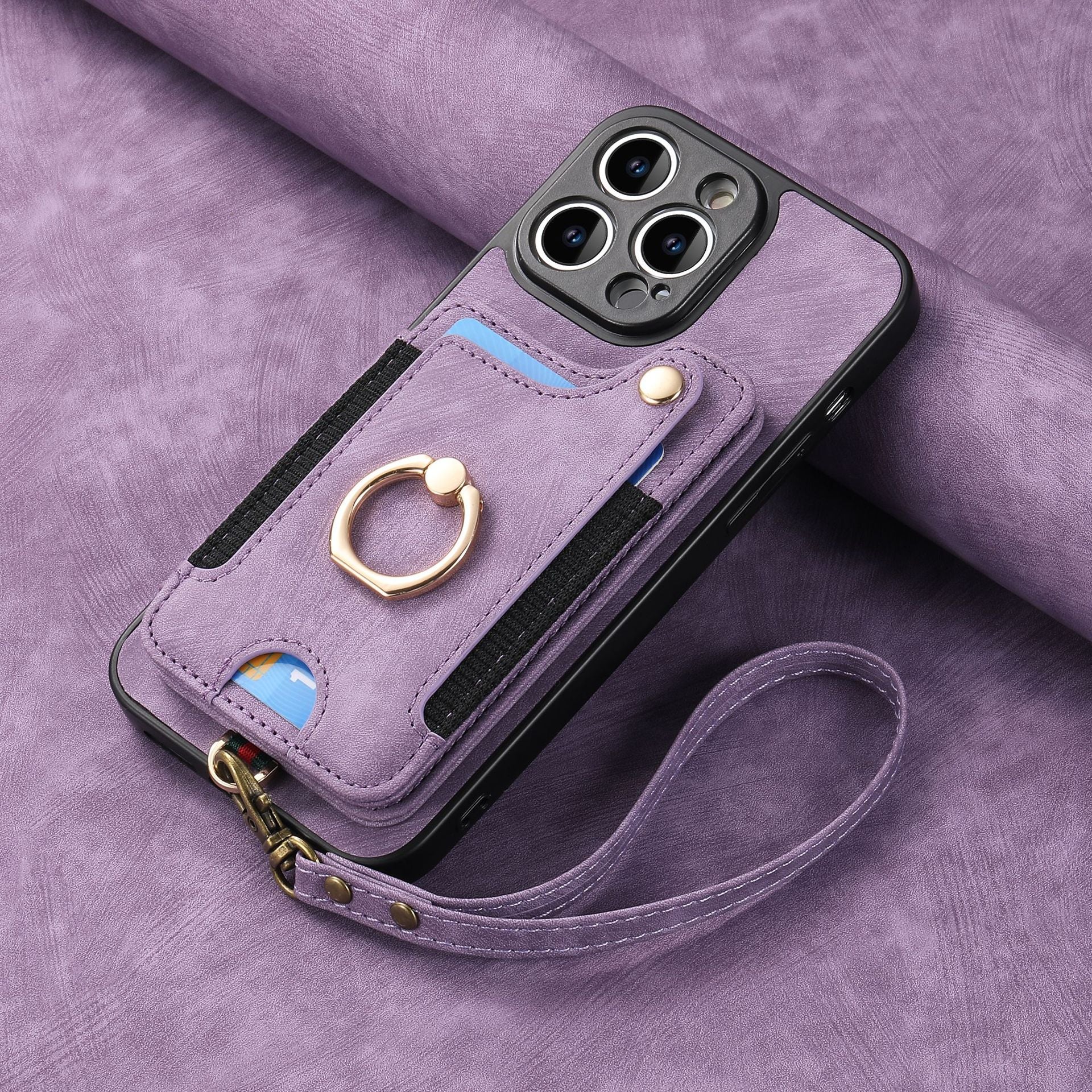 Mobile Phone Leather Case Compatible with iPhone RFID Anti-Theft Swipe Loop Buckle Rope Multifunctional Card Holder Brown [With Leather Strap] Brown [With Leather Lanyard]] iPhone 13 Pro - Image 7