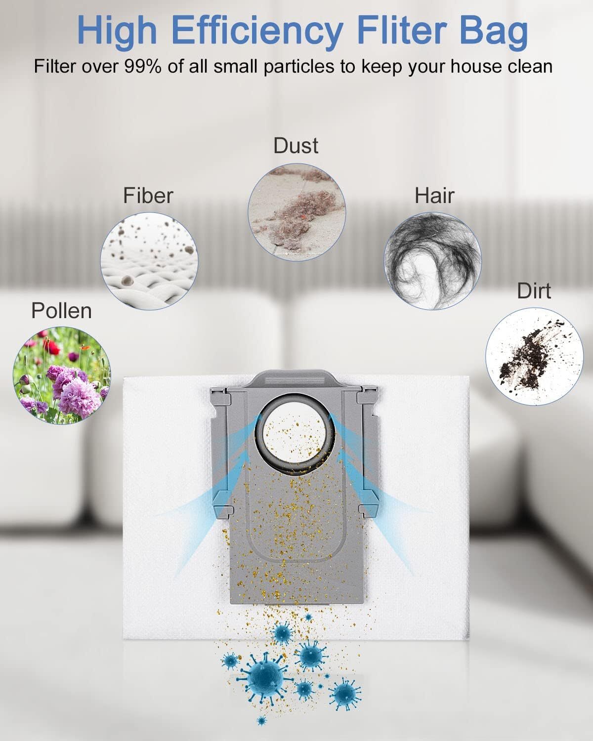 Suitable for Roborock S8 S8 Pro Ultra S7 MaxV Ultra S7 Pro Ultra Q7 Robot Vacuum Cleaner Bags 10 pcs compatible - Image 5