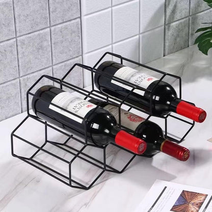 Small Freestanding Wine Rack for Countertop - Honeycomb Metal Wine Rack Stand for 9 Bottles, Black, Wine Rack for Tabletop - Image 4