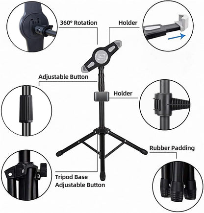 Height Adjustable 360° Rotating iPad Floor Stand Holder Mount - Image 2