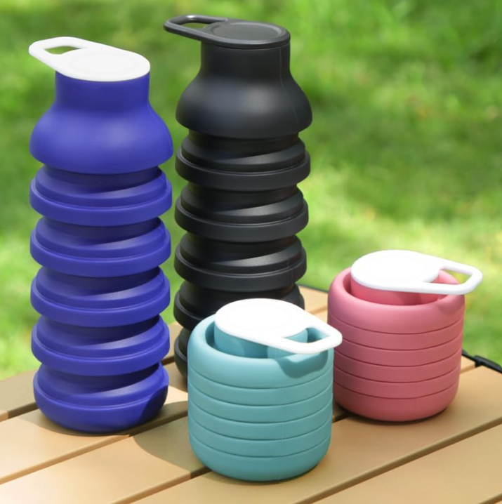 Collapsible Sport Bottle Retractable Outdoor Reuseable Foldable Drinking Cup Creative Large-capacity Sports(Pink) - Image 2