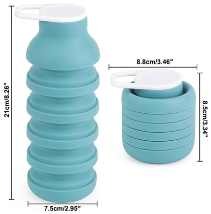 Collapsible Water Bottles, Reusable Water Bottle with Buckle, 600ml Silicone Leakproof Portable Bottle for Gym Camping Hiking Sports Outdoors, Travel Essentials for Flying Cruise Ship, Green - Image 4
