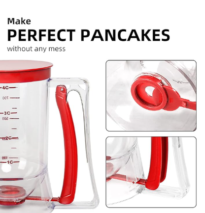 800 ML Batter separator Cupcakes Pancakes Cookie Cake Waffles Batter Dispenser cookie separator batter Cream Speratator Cup Measuring Baking Tools (red) - Image 2
