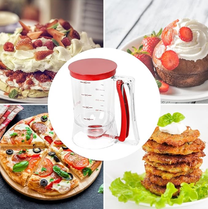800 ML Batter separator Cupcakes Pancakes Cookie Cake Waffles Batter Dispenser cookie separator batter Cream Speratator Cup Measuring Baking Tools (red) - Image 5