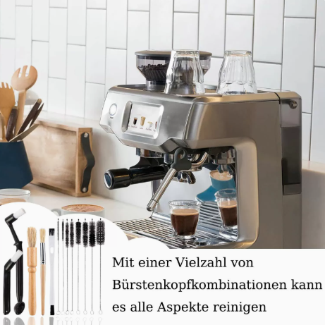 Professional Coffee Machine Cleaning Brush Set | 6-Piece Multi-functional Tool Kit | Includes Dosing Needle / Bent Cleaning Brush / Flat Cleaning Brush / Wooden Handle Cleaning Brush / Metal Handle Cleaning Brush / Bent Brush with Spoon | Suitable for dee - Image 2