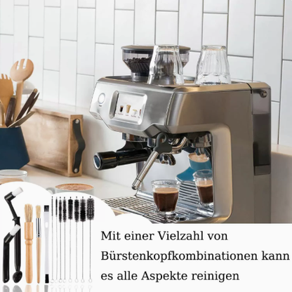 Professional Coffee Machine Cleaning Brush Set | 6-Piece Multi-functional Tool Kit | Includes Dosing Needle / Bent Cleaning Brush / Flat Cleaning Brush / Wooden Handle Cleaning Brush / Metal Handle Cleaning Brush / Bent Brush with Spoon | Suitable for dee - Image 2
