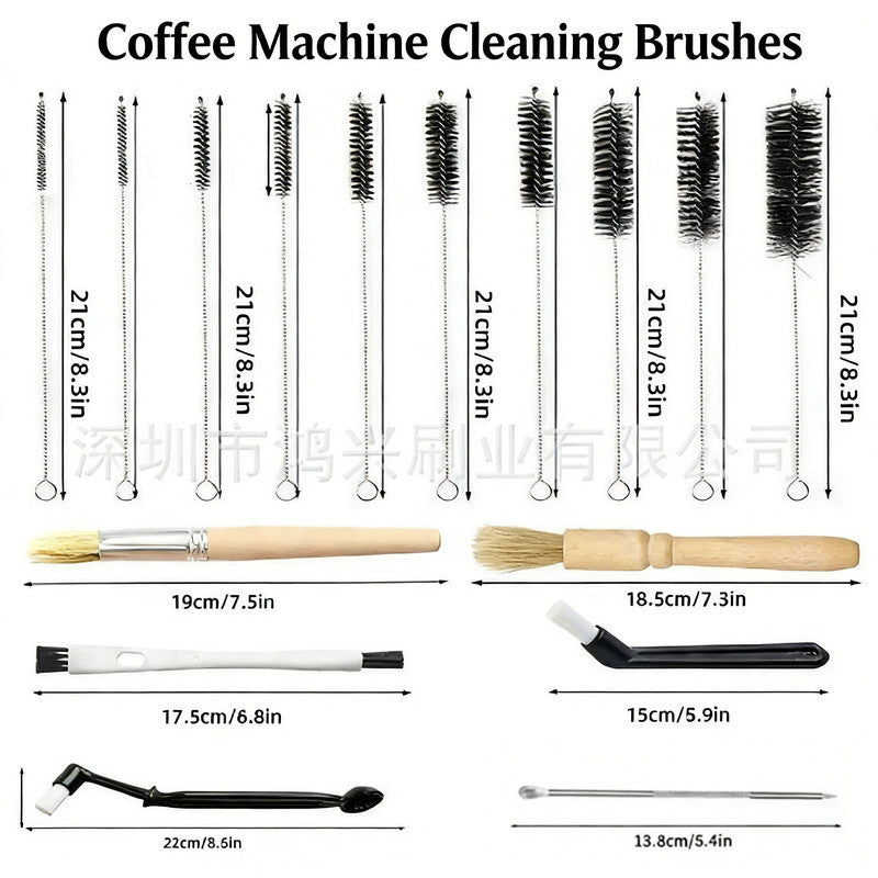 Professional Coffee Machine Cleaning Brush Set | 6-Piece Multi-functional Tool Kit | Includes Dosing Needle / Bent Cleaning Brush / Flat Cleaning Brush / Wooden Handle Cleaning Brush / Metal Handle Cleaning Brush / Bent Brush with Spoon | Suitable for dee - Image 4